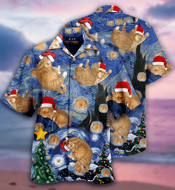 Starry Cat Christmas Hawaii Shirt Ha73438