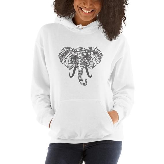 Womans Hoodie Pullover Jumper Sweatshirt Inspirational Hooded Sweatshirts Funny Hoodie Elephant