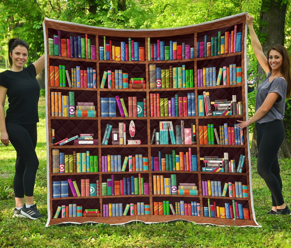 Classic Bookshelf Quilt Blanket ReadingLLC