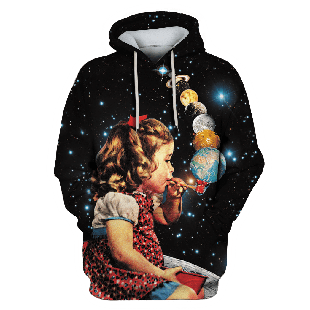 Little Girl Blowing Up Galaxy Custom T-Shirt – Hoodies Apparel