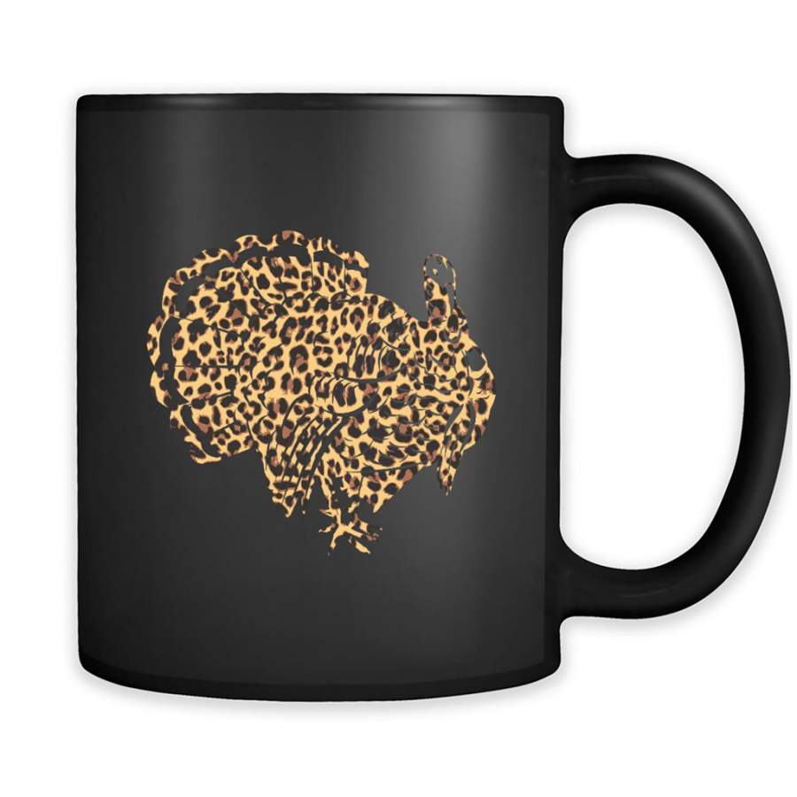 Turkey And Leopard Skin – Full-Wrap Coffee Black Mug