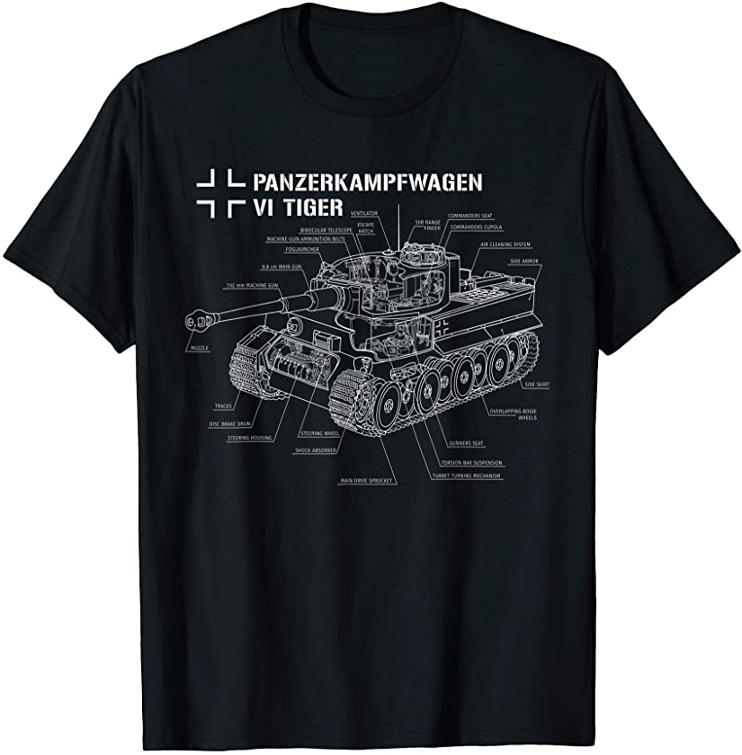 World War 2 German Tank Tiger I Engineering Blueprint T-Shirt