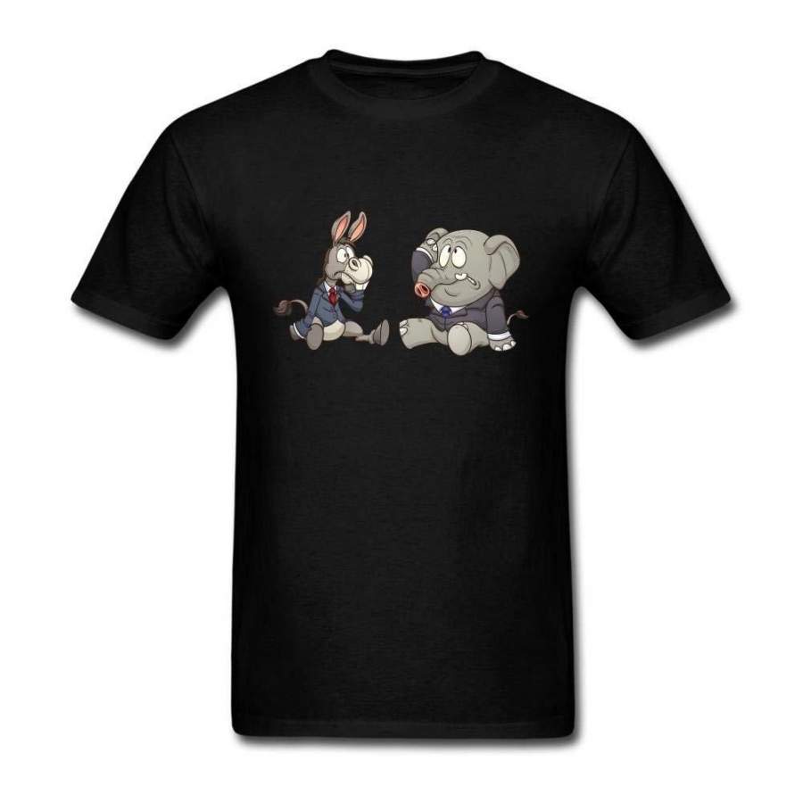 Men’s Elephant and Donkey Color Short Sleeve T-Shirt