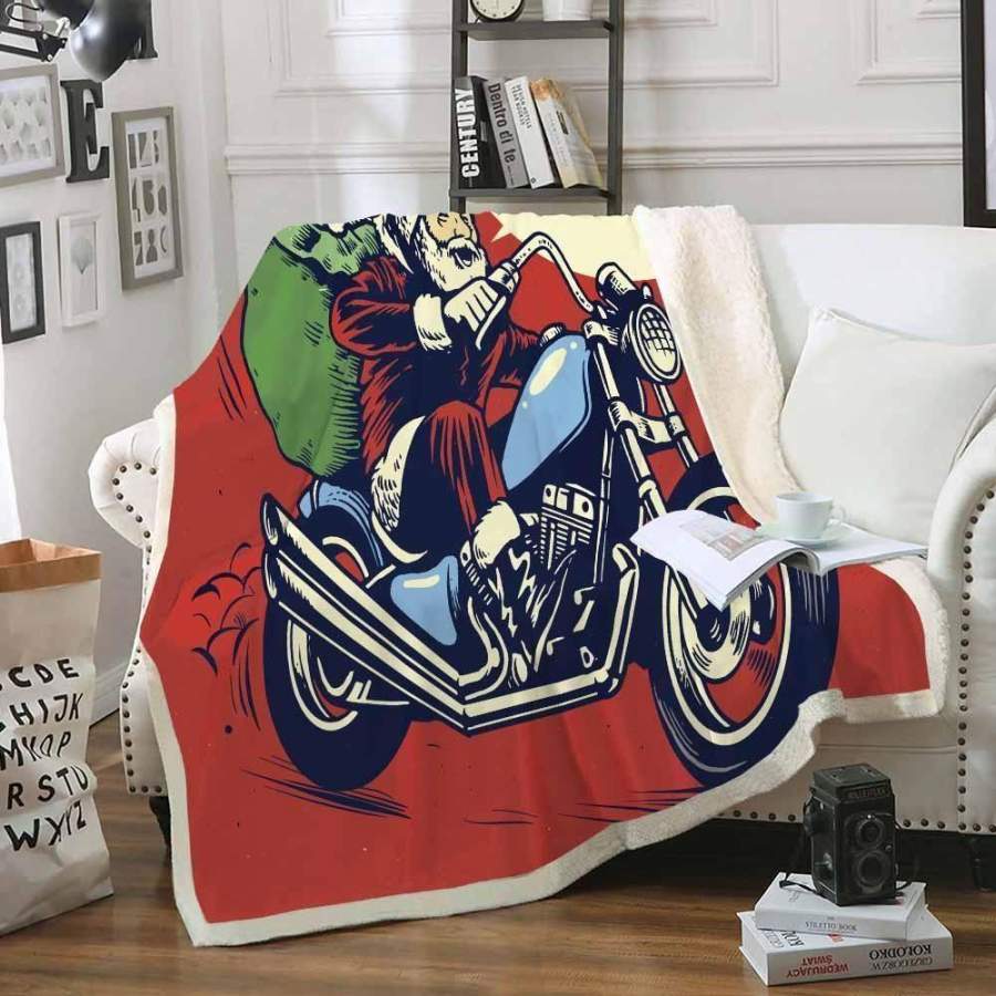 X-Mas Motorbike’S Santa Blanket Christmas Decoration Ideas Christmas Gift Ideas