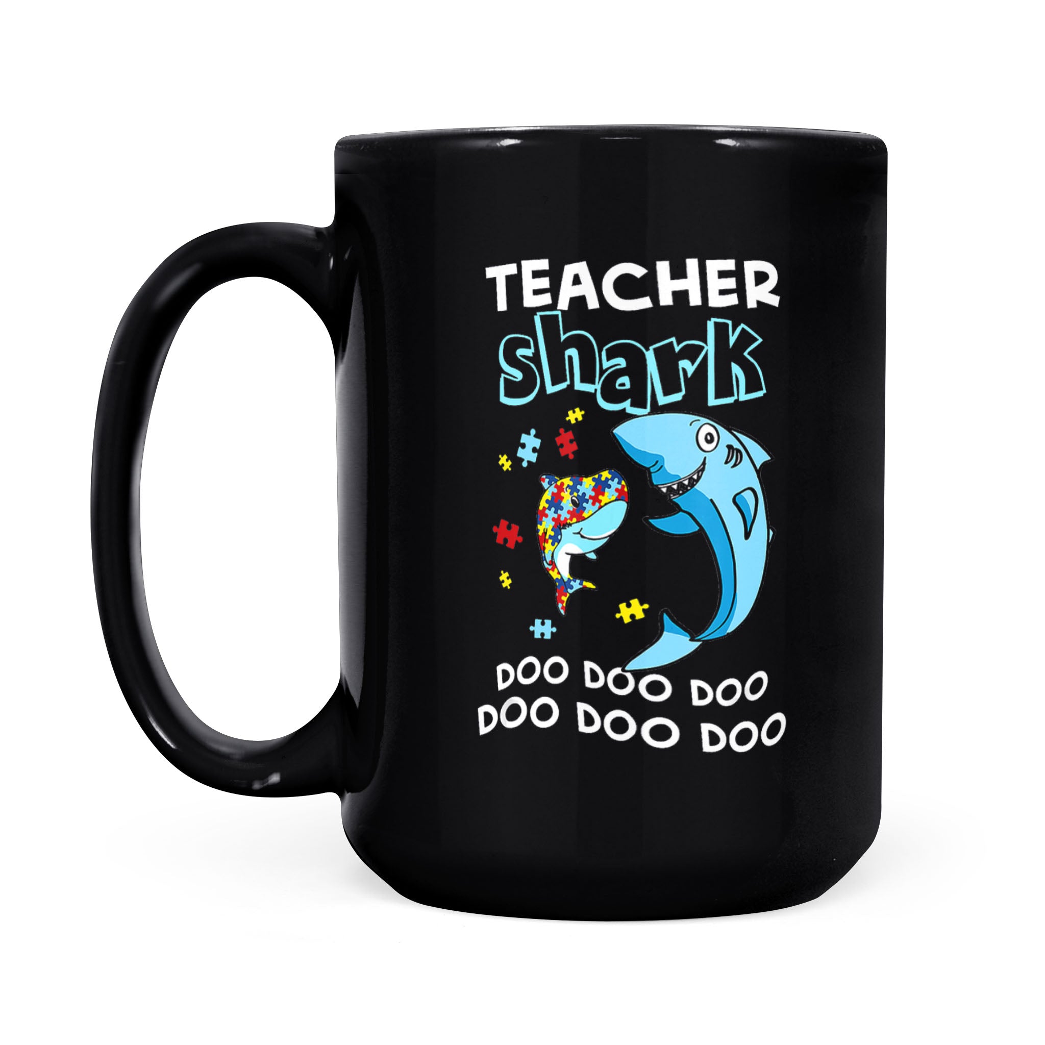 Teacher Shark Funny Cute Autism Aware Month – Black Mug