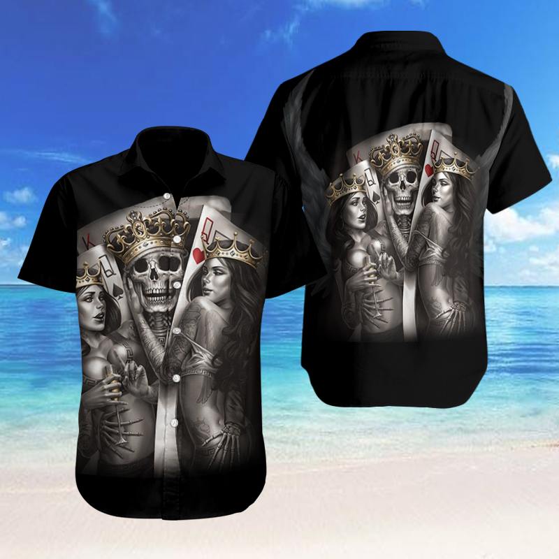 Skull King And Queen Pokers Hawaiian Shirts 08517 Ha55930