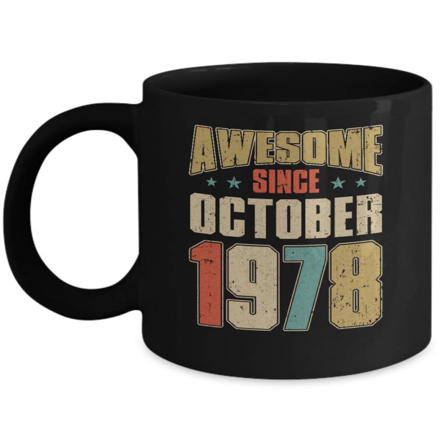 Vintage Retro Awesome Since October 1978 42th Birthday Mug