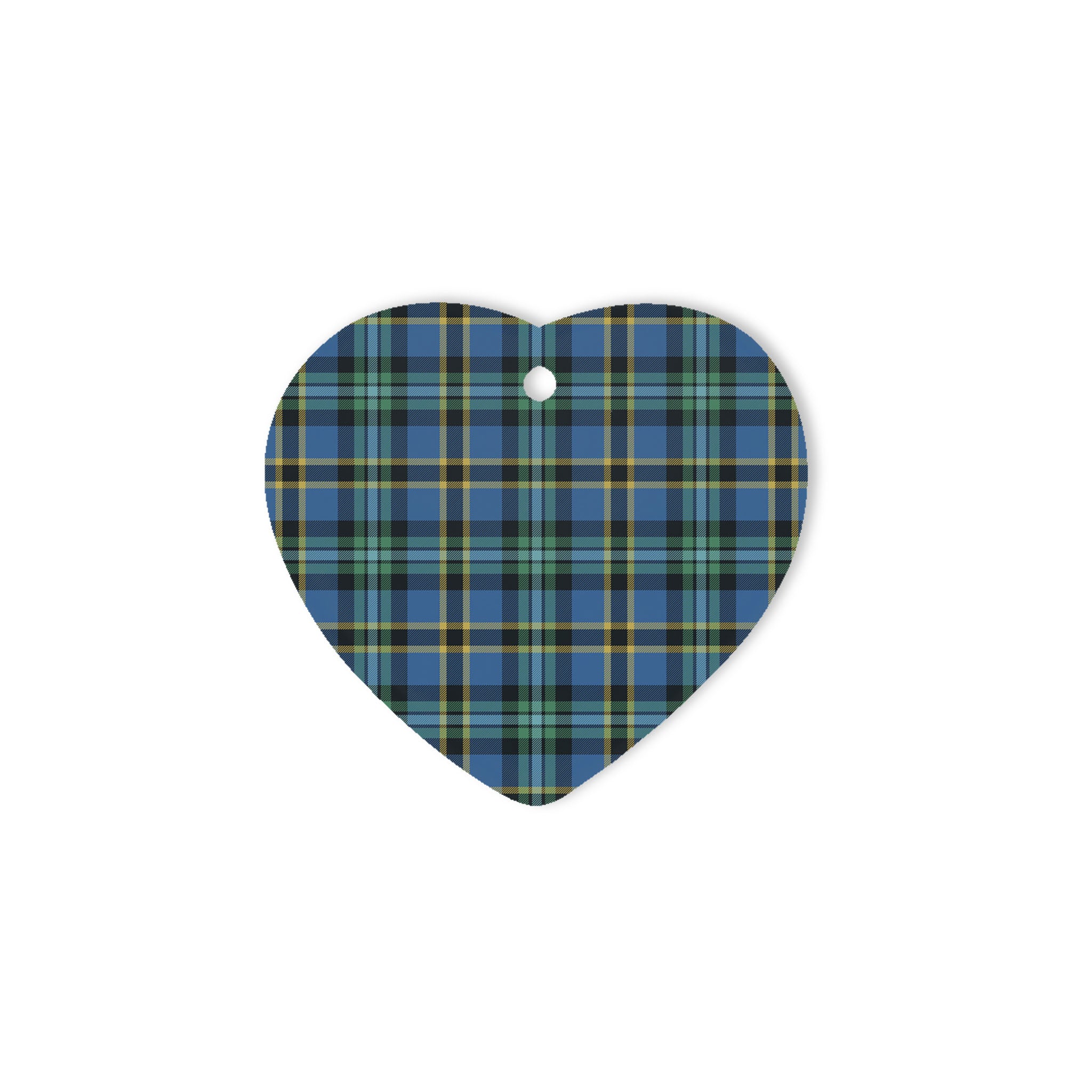 Weir Ancient Tartan Heart Ornaments, Christmas Tree Ornament, Plaid Christmas Ornaments, Ceramic Heart Christmas Tree Decoration