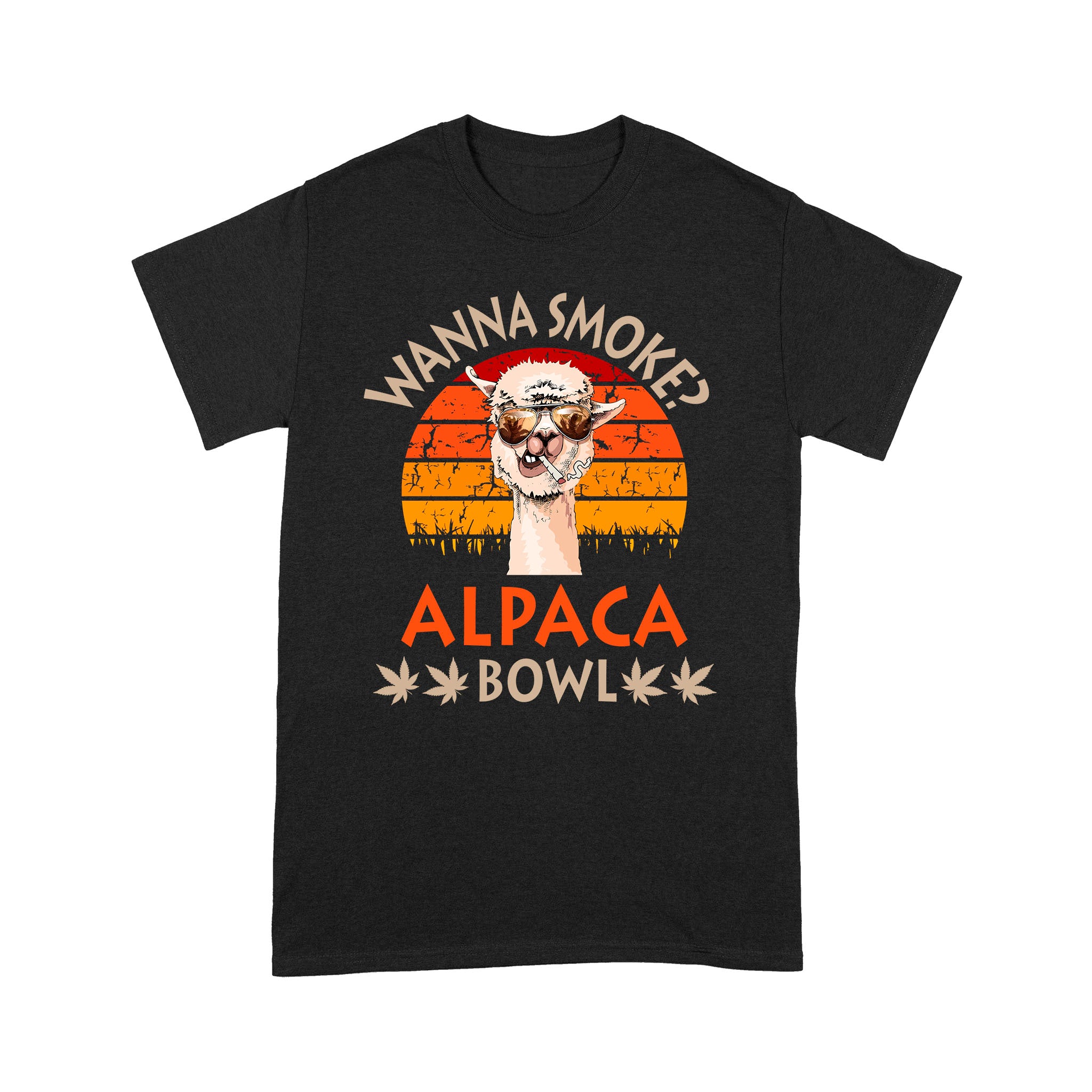 Wanna Smoke Alpaca Bowl Funny Llama Is Smoking – Standard T-shirt