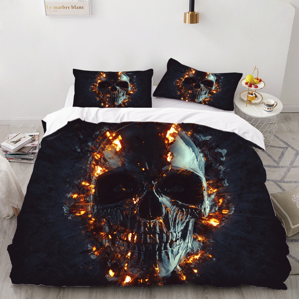 Skull Bedding Set 3D Printed Duvet Cover Lion Pattern Bed Set Cover Bedding Sets