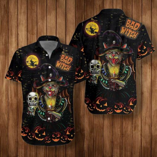 A Bad Witch Cat Halloween All Over Print Hawaii Shirt For Men And Women Ha17530