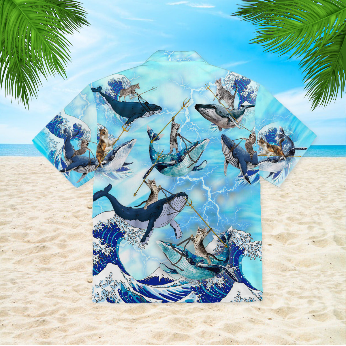 Cat Riding Whale In Ocean Hawaiian Shirt | For Men & Women | Hw995