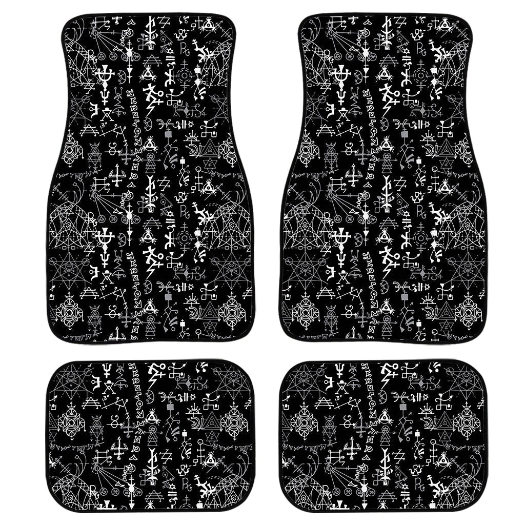 Black And White Mystic Wicca Print Front And Back Car Floor Mats, Front Car Mat