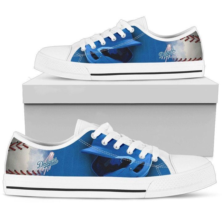 White Low Top Canvas Custom Shoes Gift For Men Artistic Scratch Of Los Angeles Dodgers