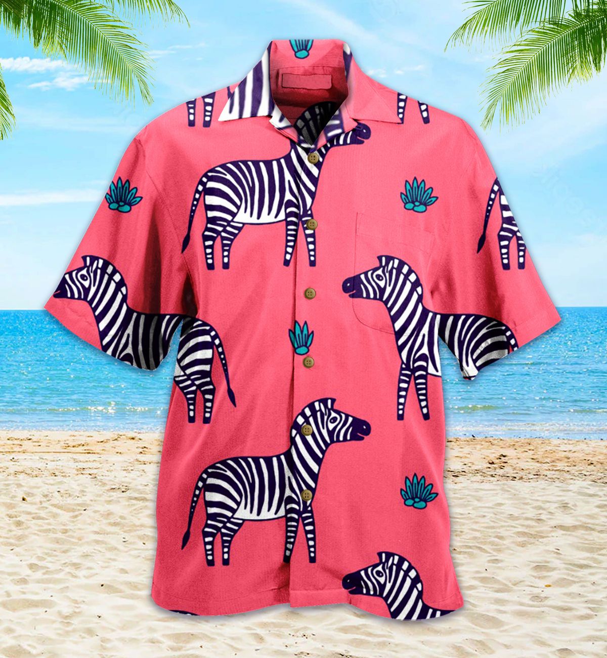 Zebra Cute Red Hawaiian Shirt 1