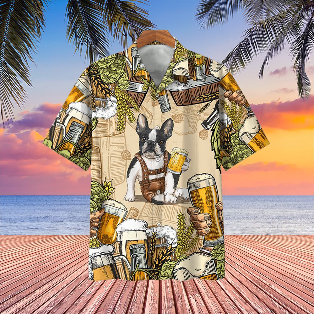 Boston Terrier With Beer Hawaii Shirt Vintage Aloha Gift Ideas For Lovers Ha27729