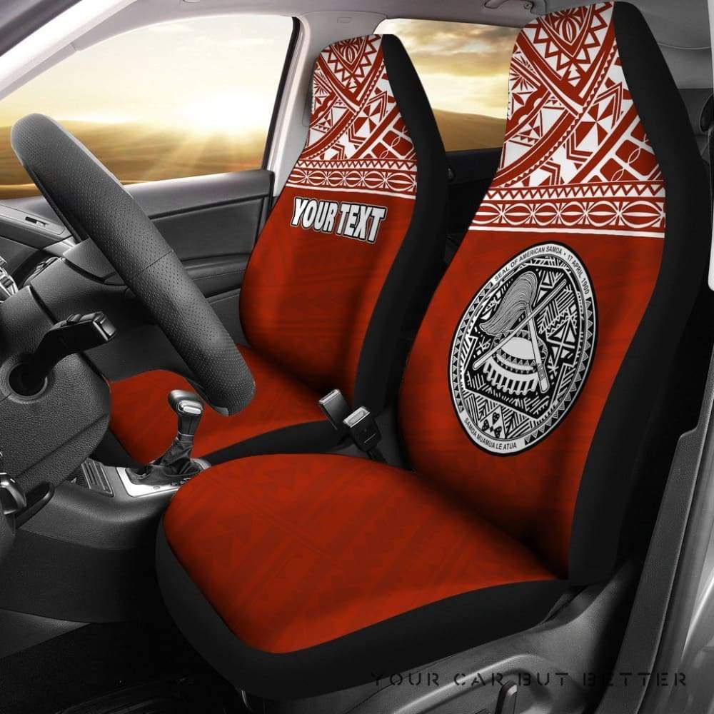 American Samoa Polynesian Custom Personalised Car Seat Covers Red Horizontal Bn12