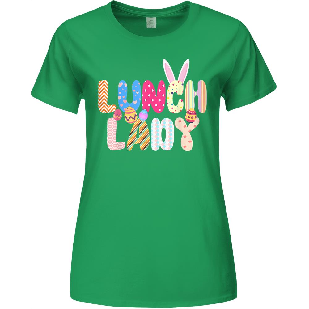 Bunny Lunch Lady Funny Egg Easter Day Floral Premium Womens Tshirts