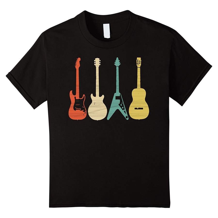 Vintage Guitar Mens Fashion T-Shirt Electric And Acoustic