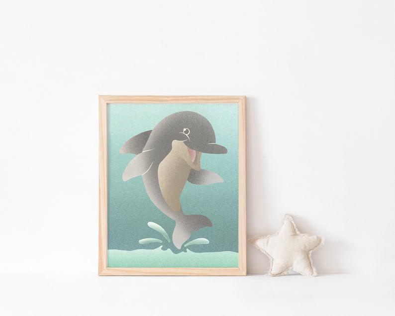 Dolphin Nursery Home Decor, Dolphin Print, Animal Poster