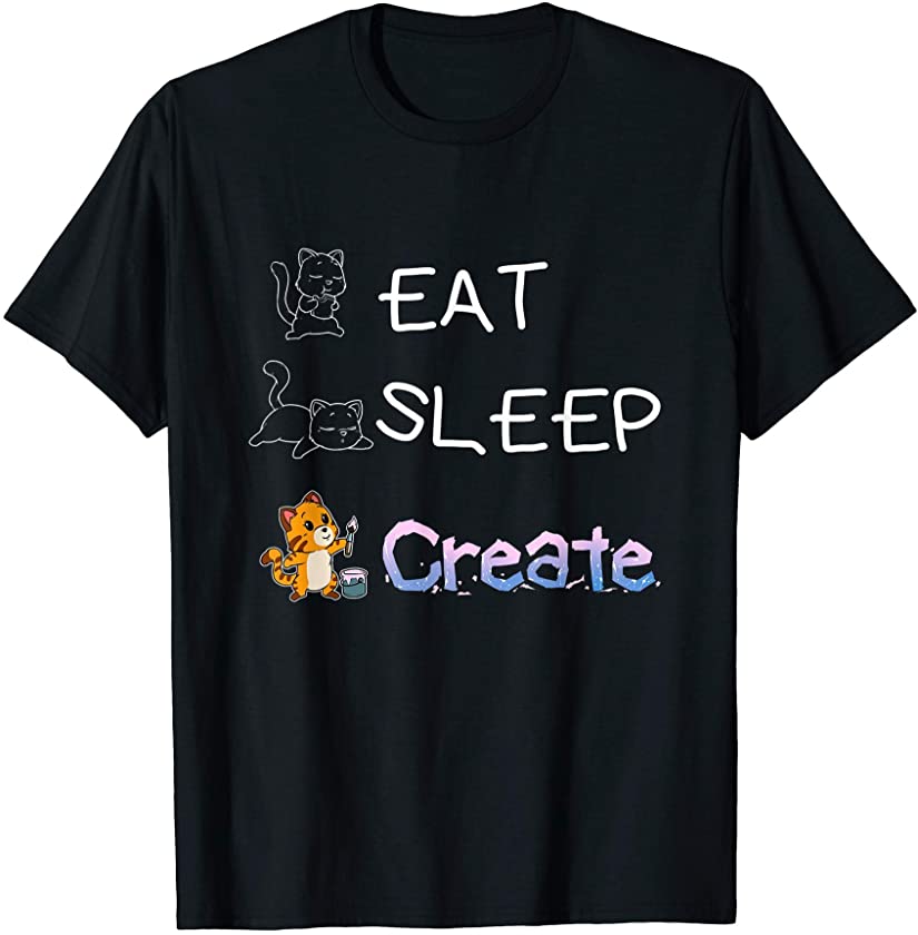 Crafting Kitten Eat Sleep Create Tinker Cat Creative Purrs T-Shirt