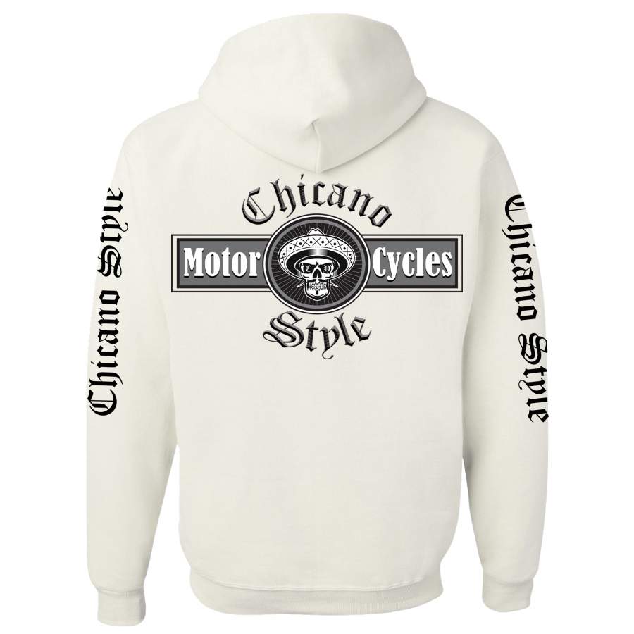 Chicano Style Motorcycles White Hoodie Sweatshirt