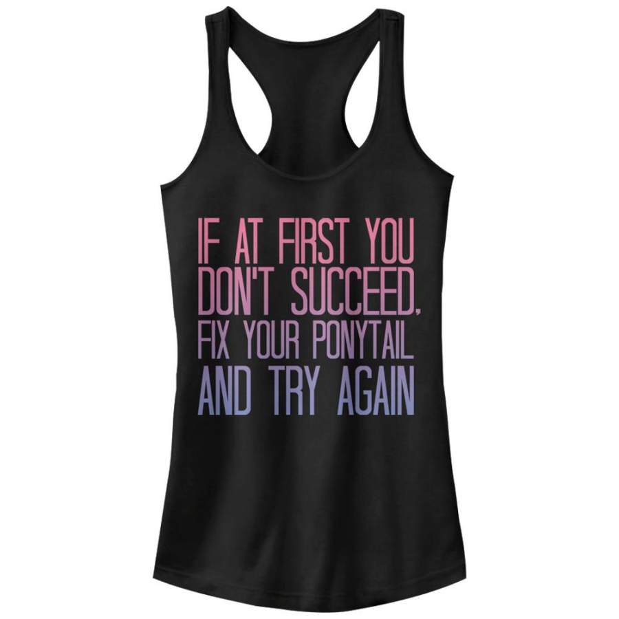 CHIN UP Junior’s Fix Your Ponytail and Succeed  Racerback Tank Black