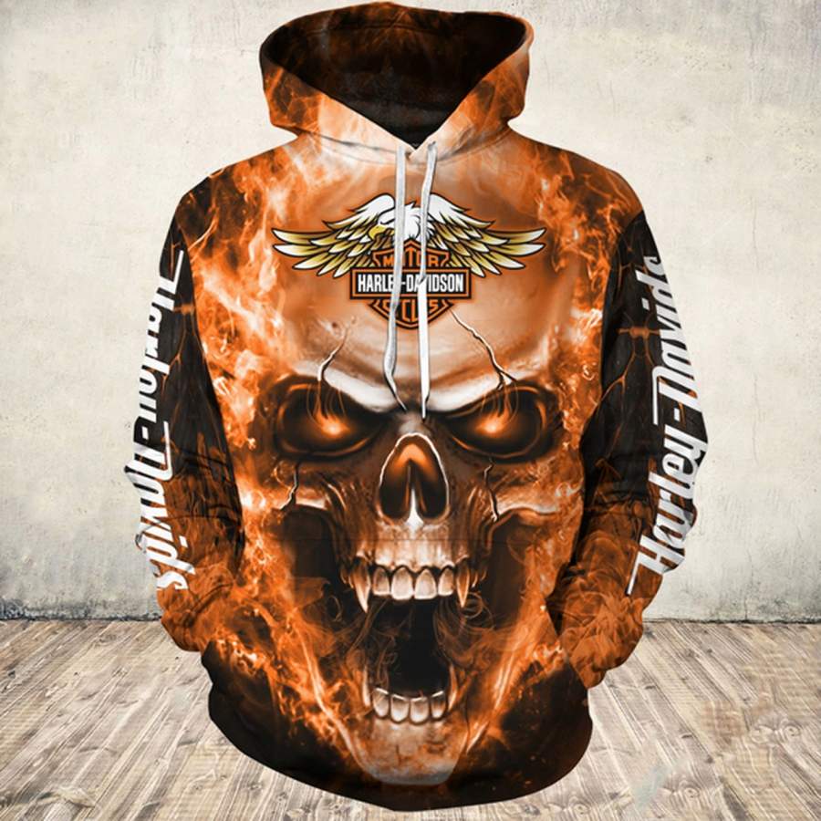 Harley Davidson Hoodie Skull Smoke 3D – Stylestashaz Shop