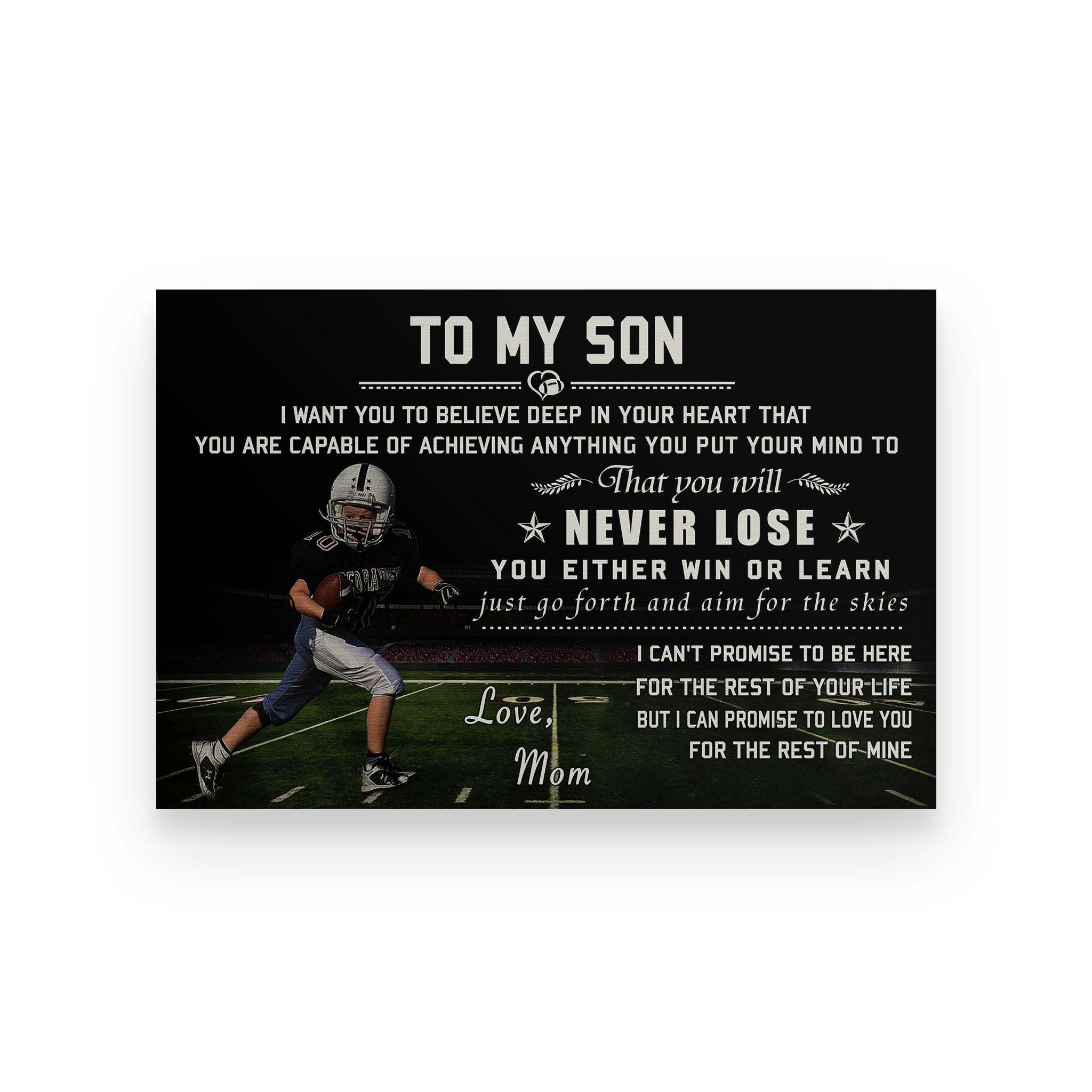 American football poster mom to son I want you to believe deep in your heart vs3