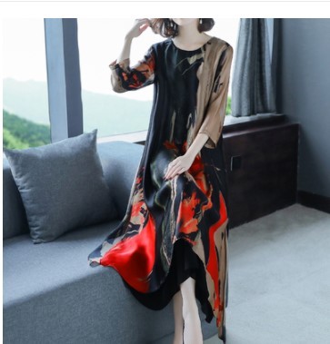 Summer Dress 2022 Woman Silk Floral Dress Elegant Long Beach Vintage Dresses for Women Clothes Vestido De Mujer KJ alx