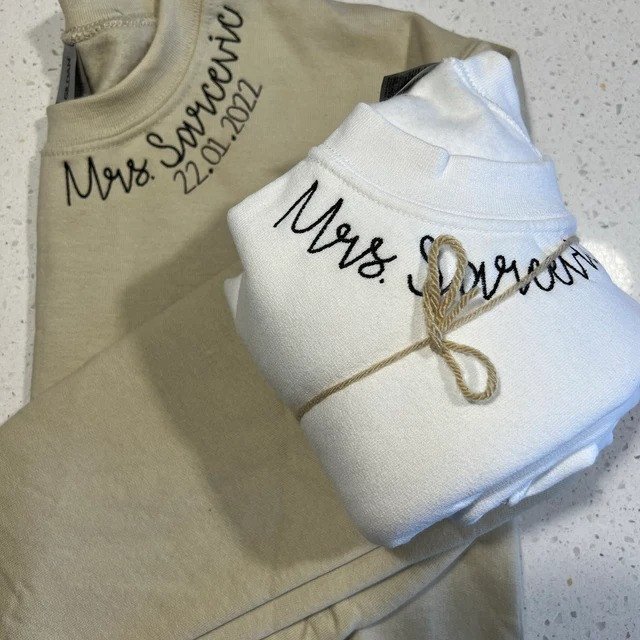 Custom Embroidered Bride Sweatshirt, Personalized Mrs Shirt, Gift For ...