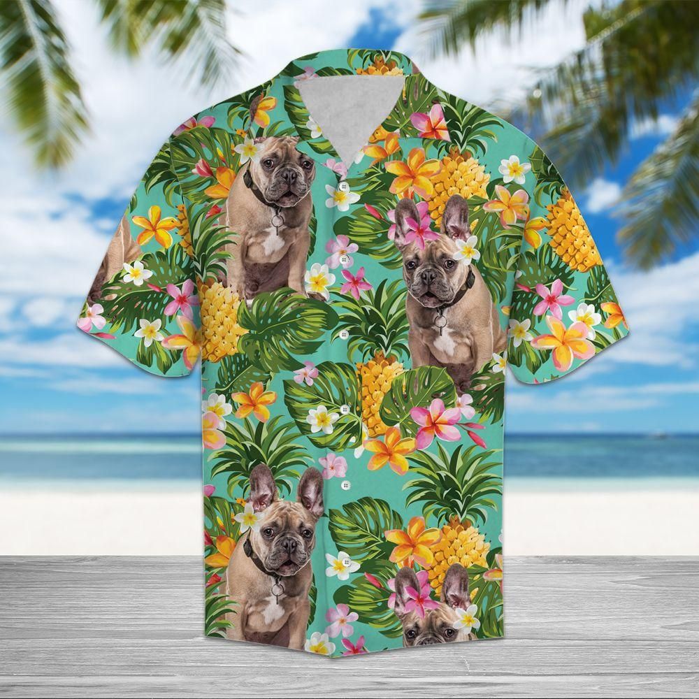 Tropical Pineapple Bulldog Aloha Hawaiian Shirt Colorful Short Sleeve Summer Beach Casual Shirt For Men And Women