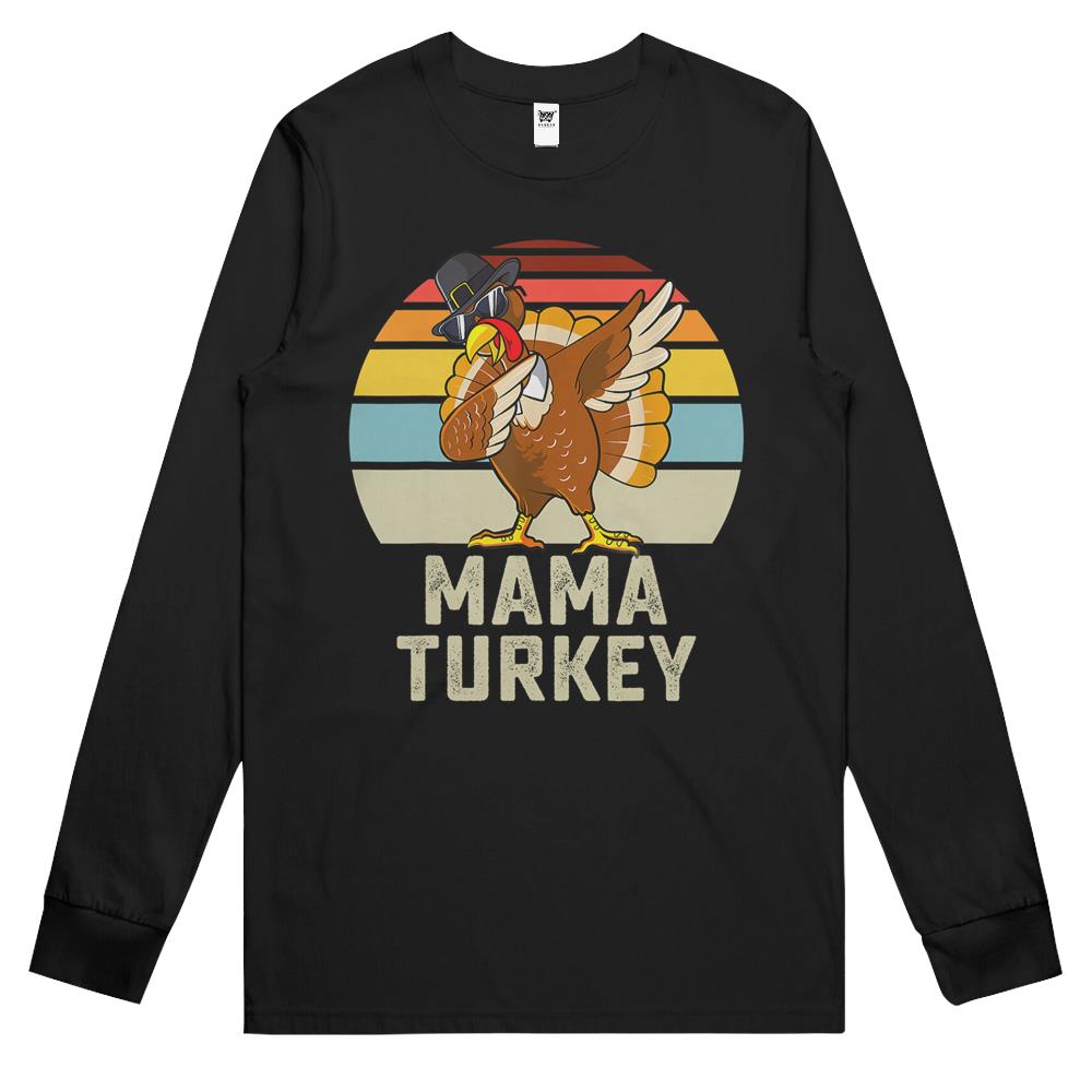 Mama Turkey Matching Family Thanksgiving Group Funny Women Long Sleeve T Shirts