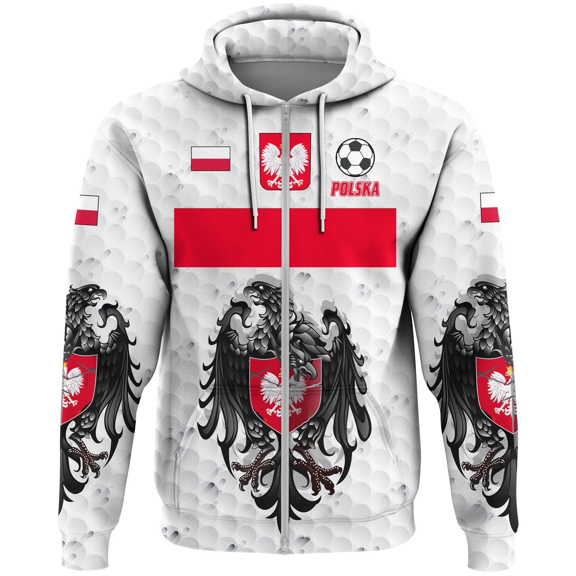 (Custom) Poland (Polska) Euro Soccer Zip Hoodie Flag and Eagle A27