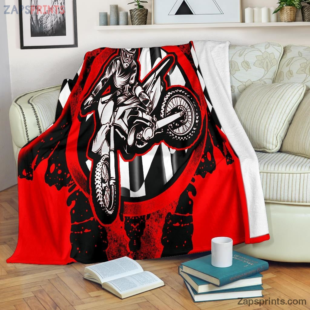 Gift For Racing Lover – Dirt Bike Racing Blanket Red – Gift For Friends