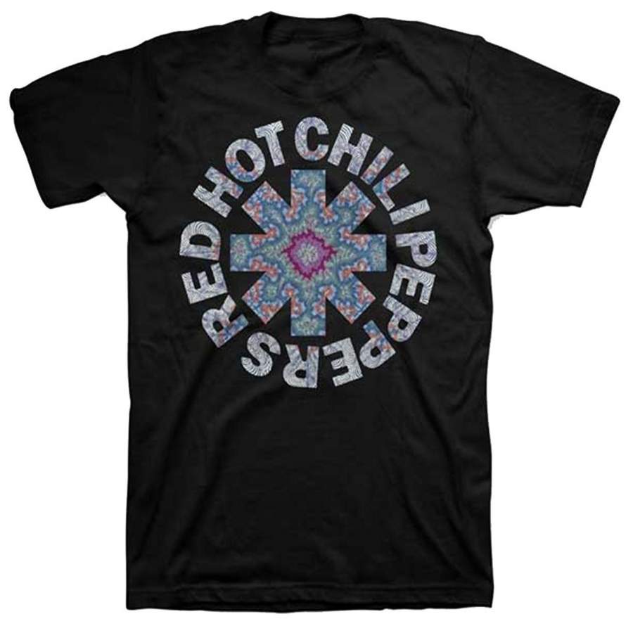 Red Hot Chili Peppers Kaleidoscope T-shirt Loose Short Sleeve Black Mens T Shirt …