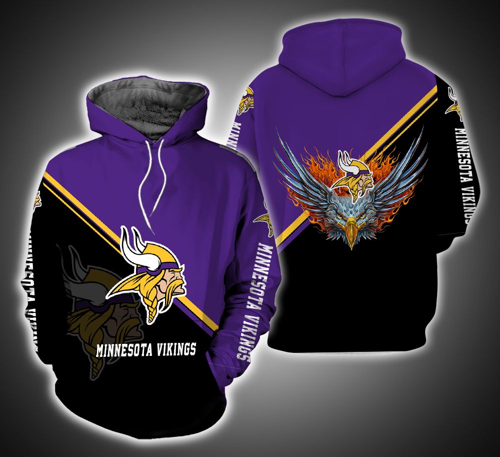 Minnesota Vikings Fire Eagle 3D Print Hoodie