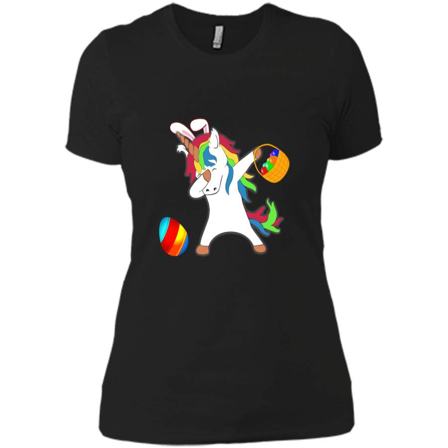 Easter Bunny Dabbing Unicorn Tshirt Easter Egg Basket Tee Next Level Ladies Boyfriend Tee