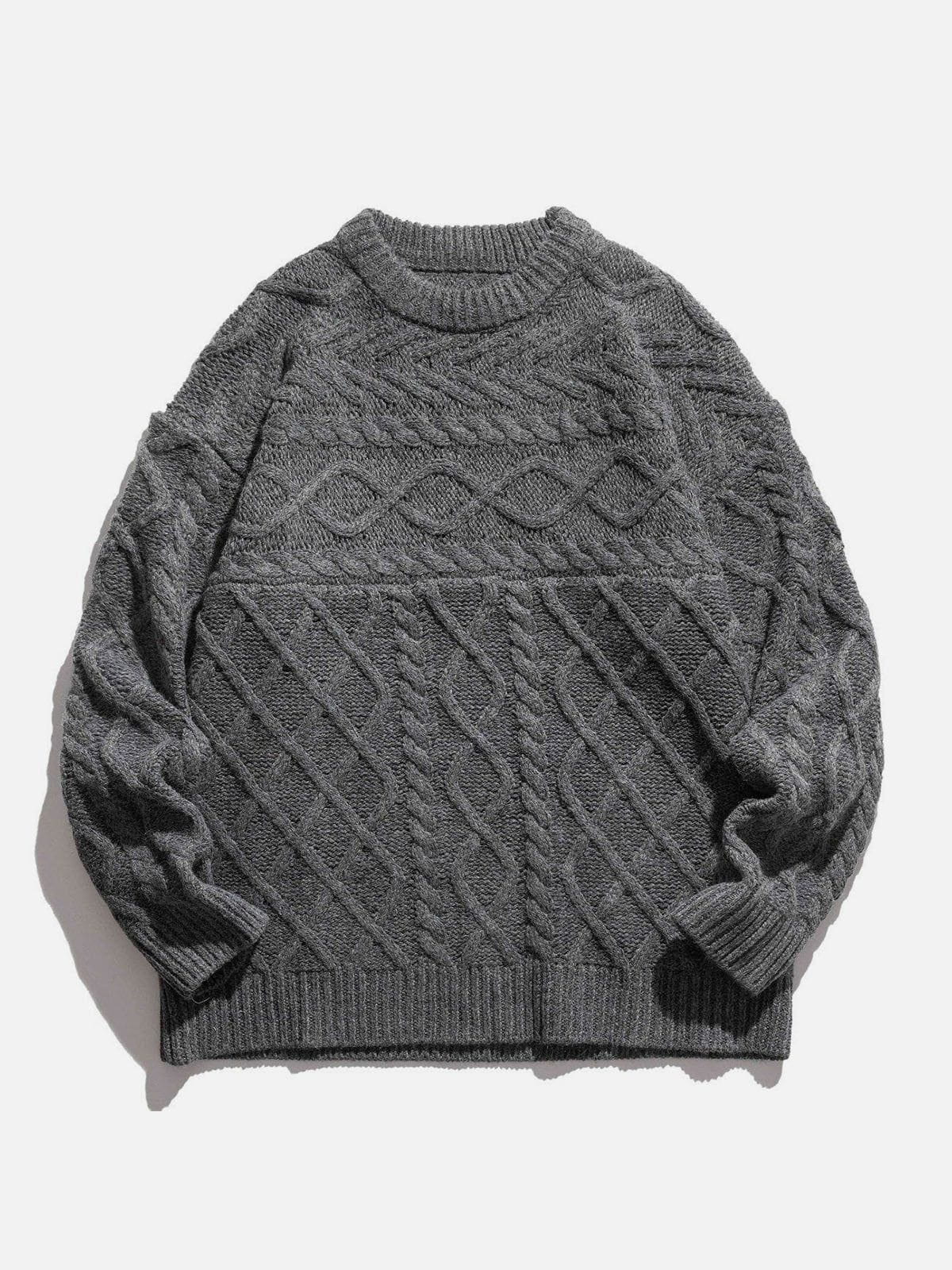 Talishko™ – Hemp Pattern Solid Color Knit Sweater