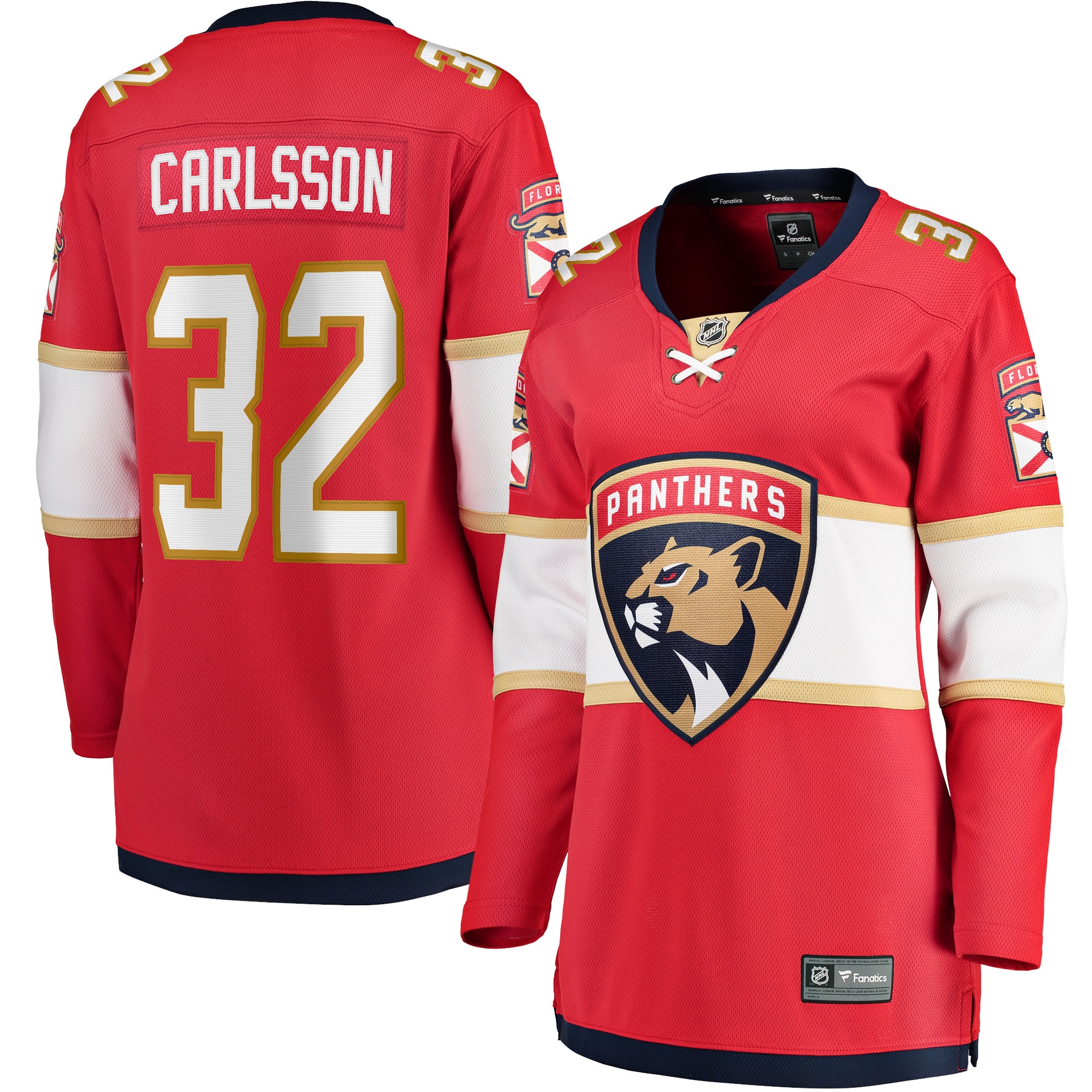 Women's Florida Panthers Lucas Carlsson Red Home Breakaway Player Jersey