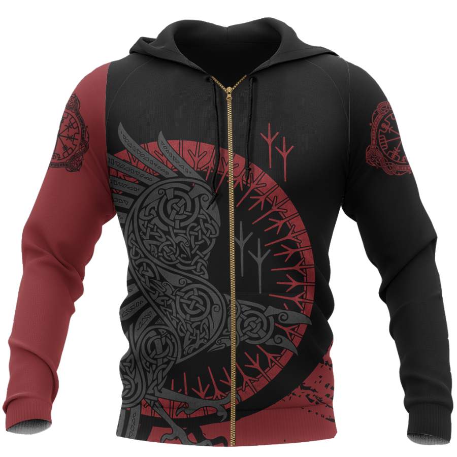 Viking Raven Zip Hoodie A0