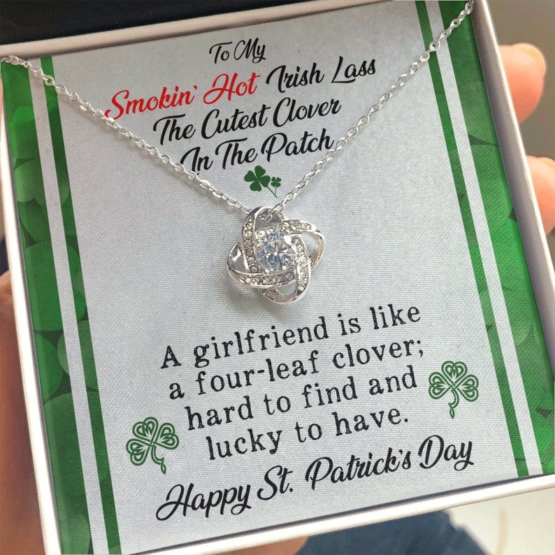 St. Patrick'S Day Gift For Girlfriend, Lucky Love Knot, St Pattys Day Necklace For Girlfriend, Saint Patricks Day Jewelry Gifts For Her