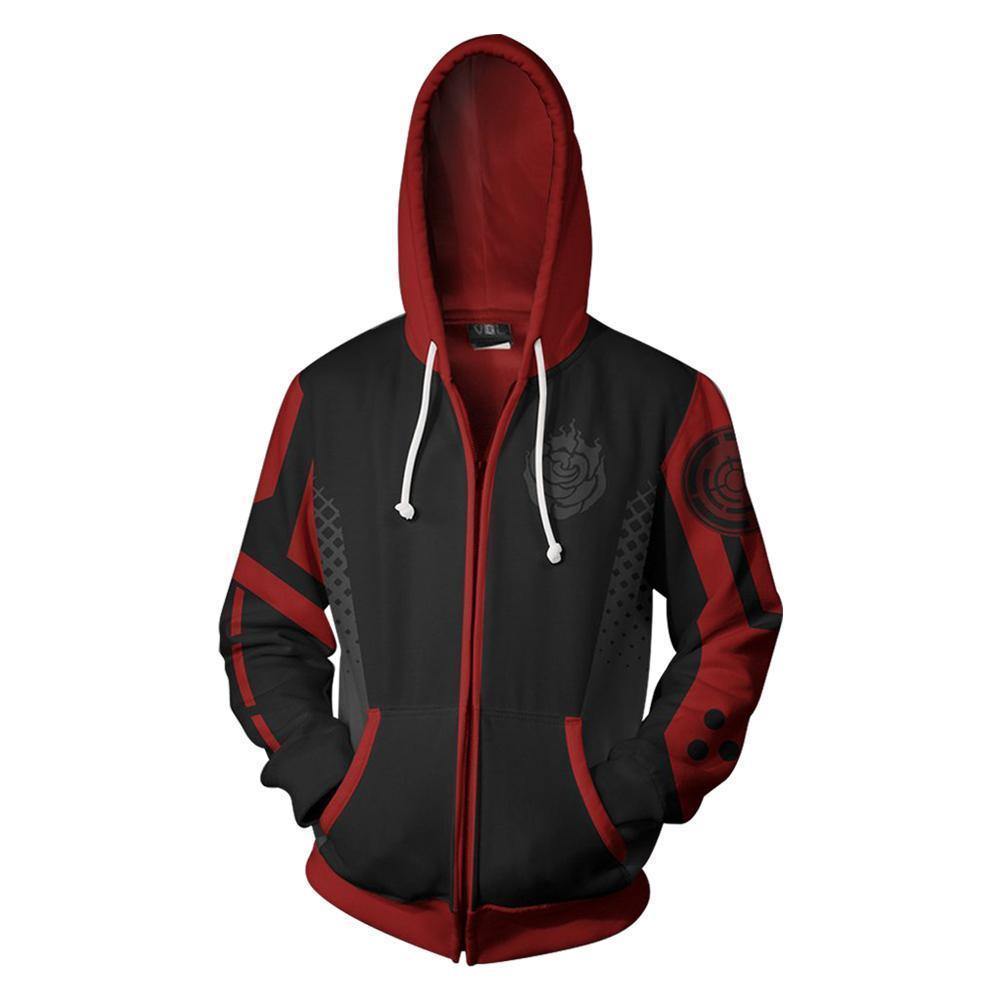 Anime Rwby Ruby Rose Cosplay Hoodie 3D Printed Zipper Jacket Sweatshirt