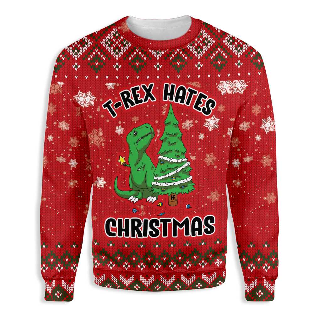 T-Rex Hates Ugly Christmas Sweater | For Men & Women | Adult | Us5421