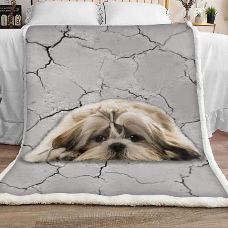 Shih Tzu Dog Sherpa Blanket JR1802 73O51