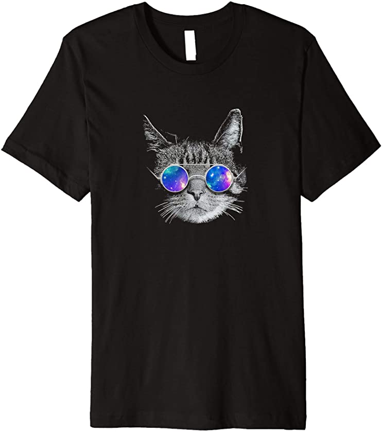 Space Cat Trendy Animal Print Chill Cat in Space Glasses Premium T-Shirt