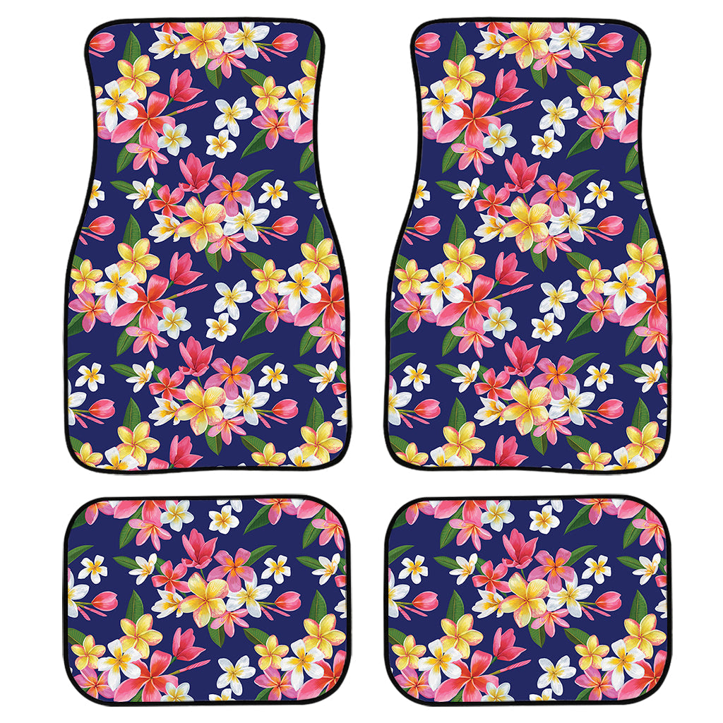 Tropical Frangipani Plumeria Print Front And Back Car Floor Mats, Front Car Mat