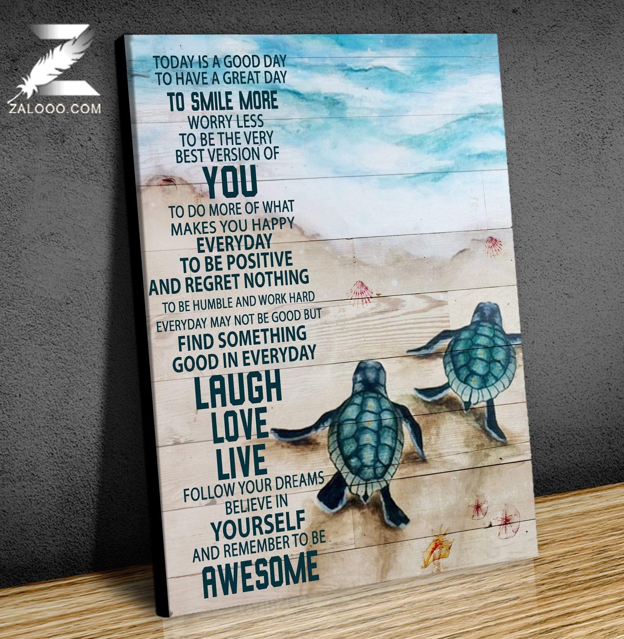 To Be Awesome Turtle Wall Art Canvas Gift For Family, Wall Art Decor, Canvas Print, Home Decor