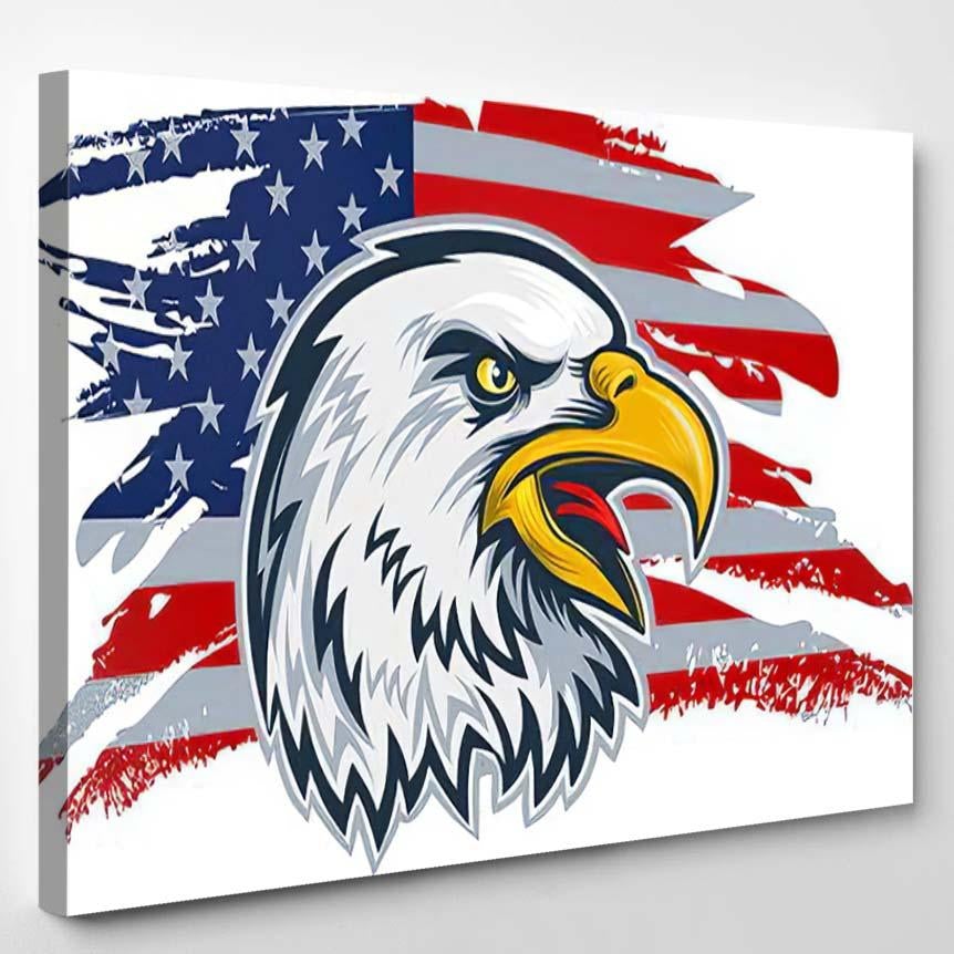 American Redoubtable Eagle Usa Flags – Eagle Animals Canvas Print