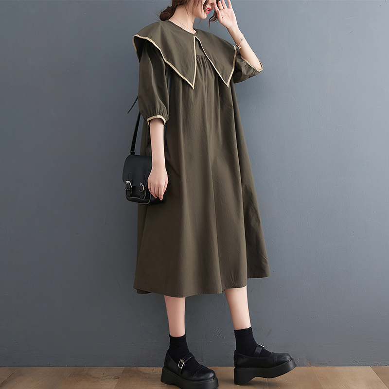 2022 New Arrival Japanese College Style Sailor Collar Chic Girl’s Fashion Summer Dress Loose Women Travel Casual Dress alx